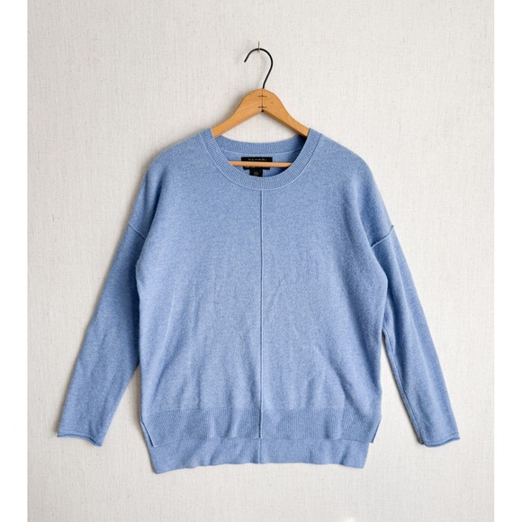 Tahari Sweaters - Tahari Pure Luxe 100% Cashmere Sweater Light Blue Crew Neck Seam Detail Medium